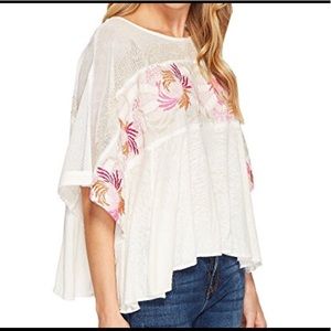 Free people love letter embroidered tee poncho top